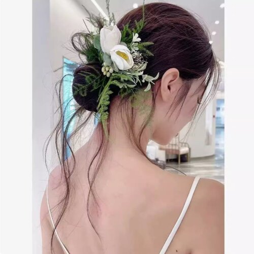 森系新款花朵花环发饰发夹新娘