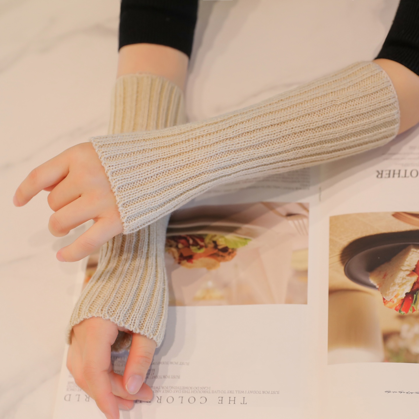 2025秋冬新款保暖护腕护手腕拼接袖子时尚假袖子防寒毛线护臂套女