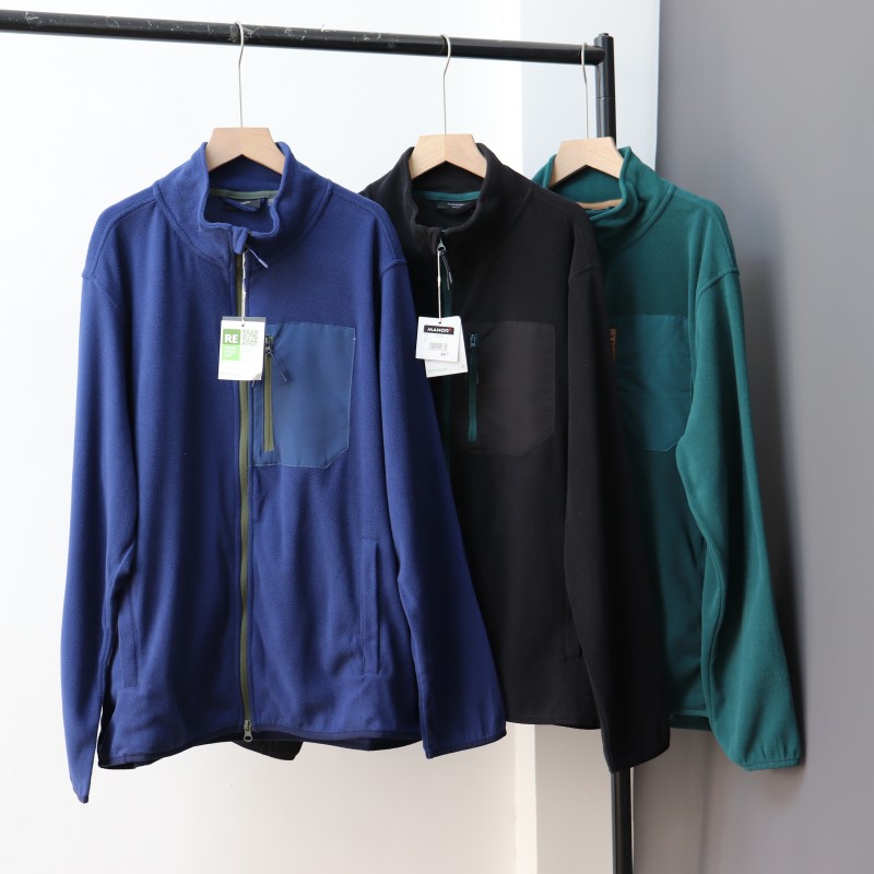 外贸男装户外摇粒绒夹克秋冬季新款保暖舒适双面绒立领双拉链外套