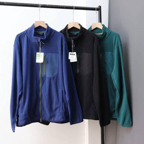 外贸男装户外摇粒绒夹克秋冬季新款保暖舒适双面绒立领双拉链外套