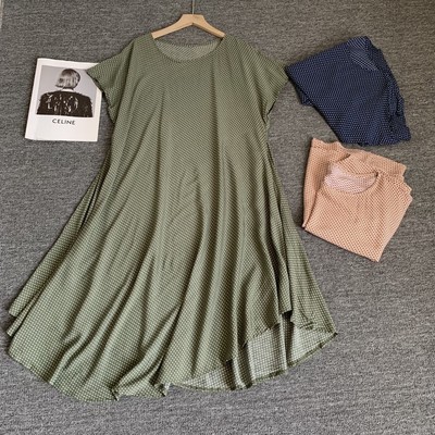 日单连衣裙高品质外贸原单女装夏季圆领连衣裙过膝长款连衣裙长裙
