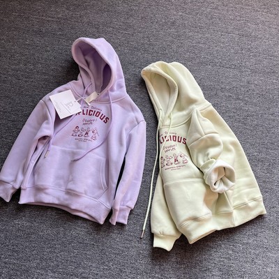 女童秋季新款连帽加绒休闲卫衣