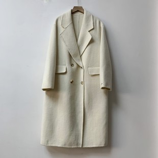 双面呢外套 高级感简约宽松中长款 双面羊绒过膝羊毛大衣女春季 新款