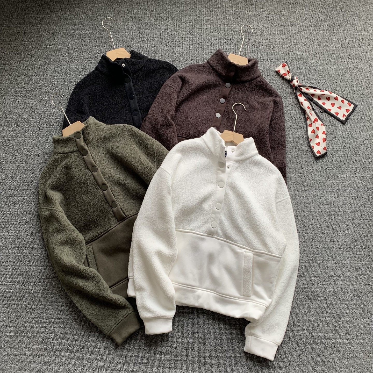 外贸女装女休闲摇粒绒立领抓绒卫衣蓄热摇粒绒内搭秋冬卫衣外套