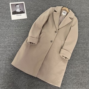 外贸大码女装简约毛呢大衣中长款宽松显瘦通勤气质呢子外套春秋冬
