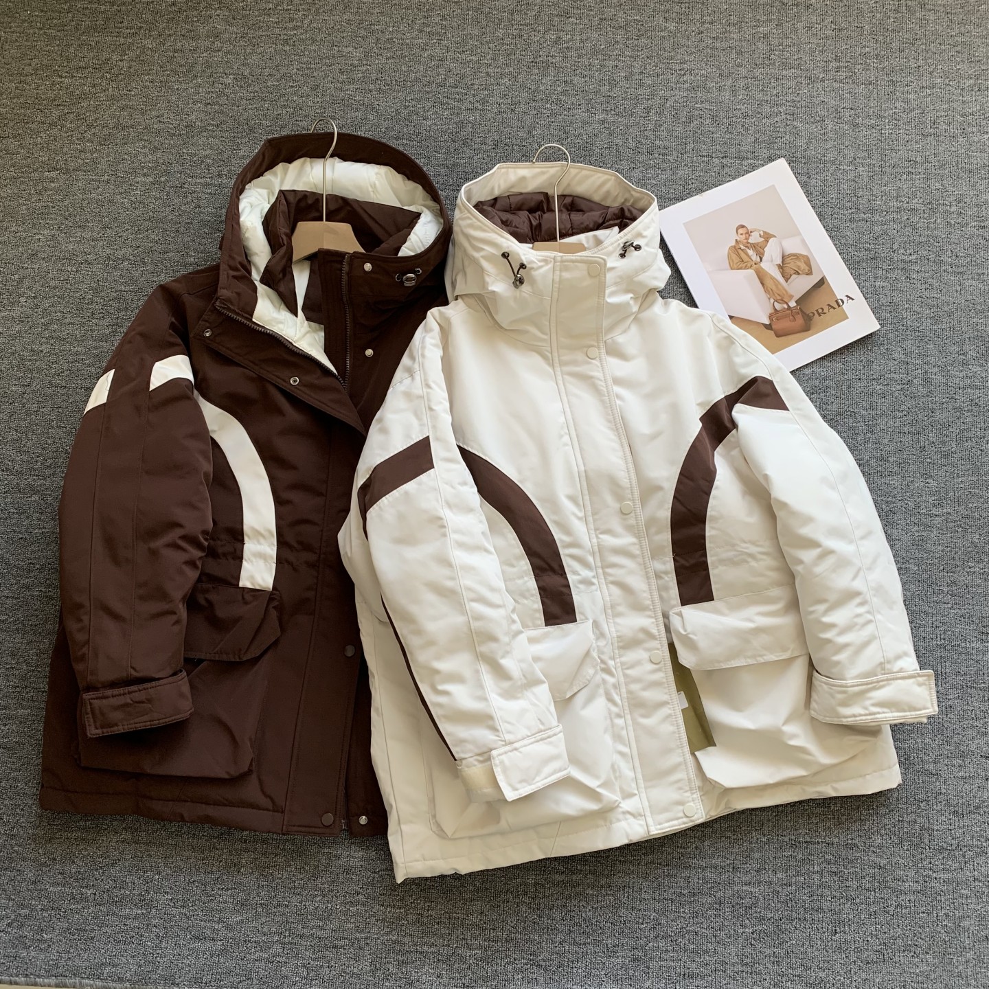 撞色冲锋衣女羽绒服韩版宽松