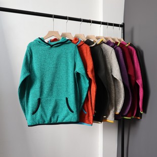 新款 秋冬季 户外卫衣宽松百搭简约抓绒连帽套头上衣 外贸女装 日单