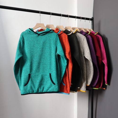 日单 外贸女装秋冬季新款户外卫衣宽松百搭简约抓绒连帽套头上衣