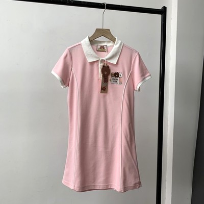 棉质学院风连衣裙女夏季新款复古撞色翻领显瘦运动中长款T恤裙