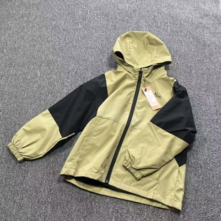 童装120-175码男女童春秋韩版洋气拼色连帽防风外套冲锋衣可亲子