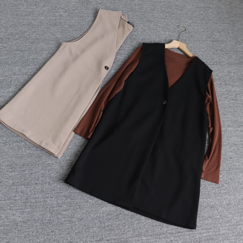 日单大码V领马甲裙宽松百搭