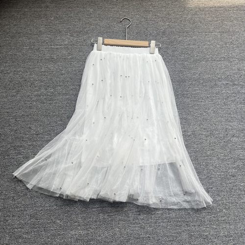 仙女风网纱钉珠蛋糕半身裙