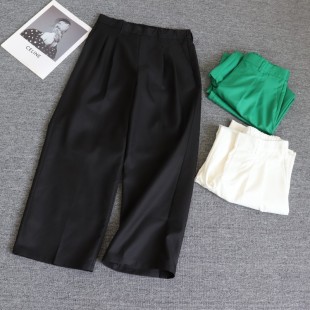 女裤 宽松纯色通勤裤 半松紧腰西装 女秋季 子 直筒休闲裤 日单外贸大码