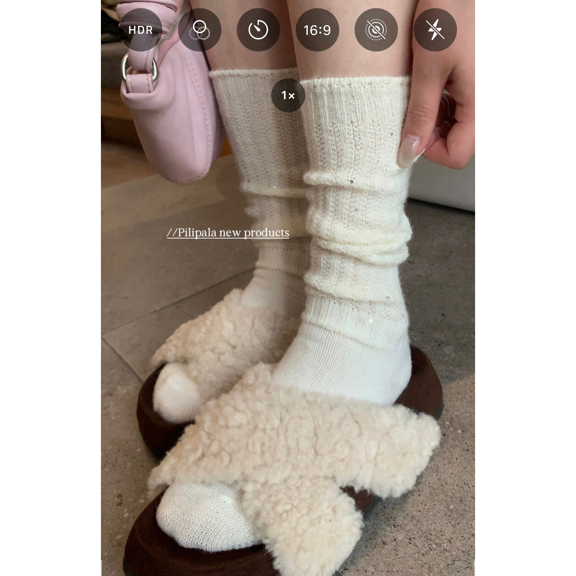 “亮片高光小腿袜”复古甜美少女温柔风秋冬堆堆小腿袜羊绒保暖厚