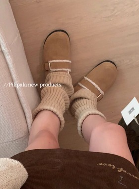 “奶油系粗针织袜套”秋冬季韩系ins腿套中长筒堆堆袜子女加厚