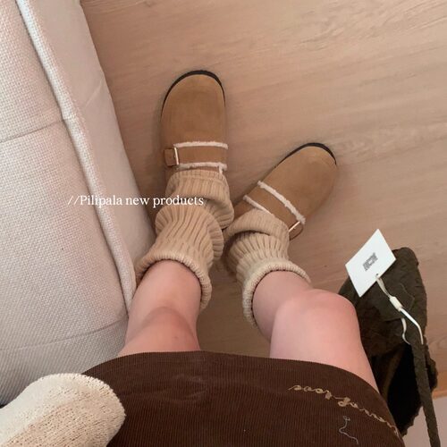 “奶油系粗针织袜套”秋冬季韩系ins腿套中长筒堆堆袜子女加厚