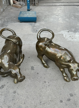 仿古铜牛一对大号华尔街牛摆件