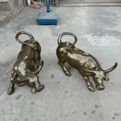 仿古铜牛一对大号华尔街牛摆件