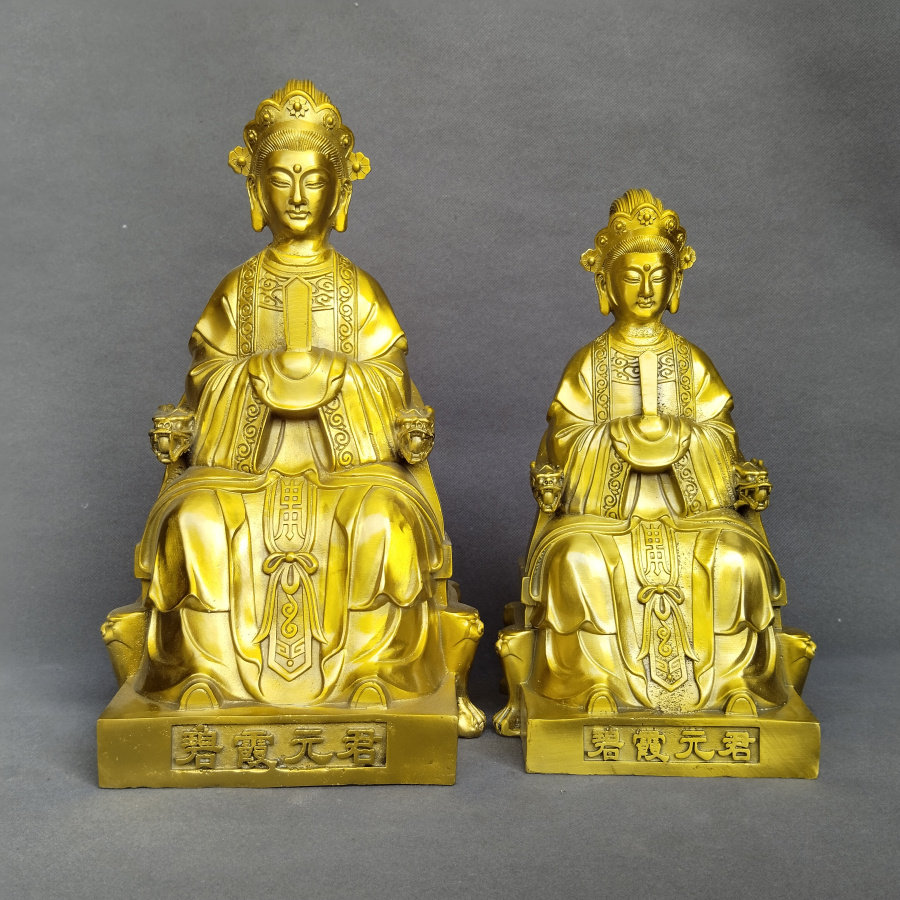 铜碧霞元君坐像泰山奶奶老母像摆件桌面佛像供奉工艺品泰山圣母