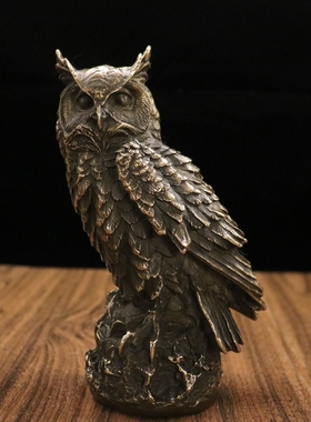 铜鸟猫头鹰摆件仿古动物工艺品