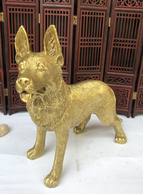 铜狗客厅招财狼狗摆件旺财镇宅