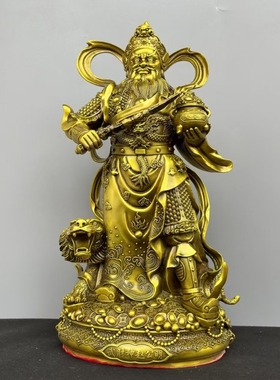 铜赵公明骑虎财神爷铜像摆件站像