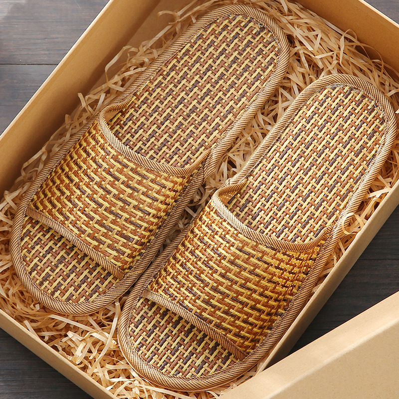 藤草情侣亚麻防滑拖鞋吸汗透气