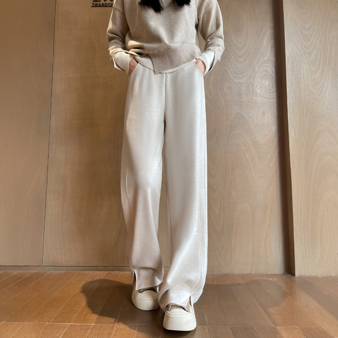 毛呢阔腿裤女2025新款秋冬窄版直