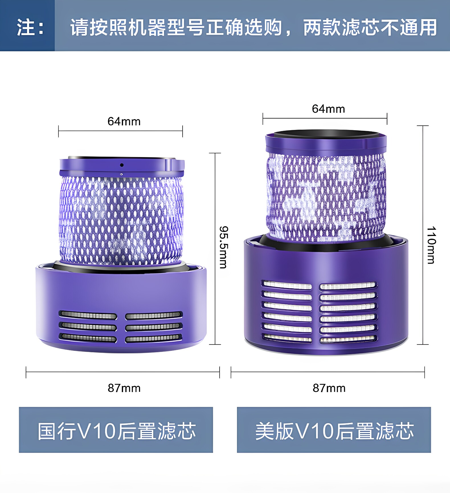 适配dyson戴森吸尘器配件V6V7V8V10V11过滤网除螨前置后置滤芯图片
