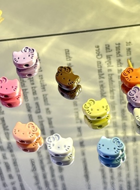 合金kitty头隔珠手工配件diy手机链钥匙扣包包挂件串珠饰品散珠