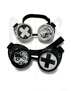 暗码 赛博哥特·十字猫咪银色音乐节漫展cos护目镜蒸汽朋克 牌原创