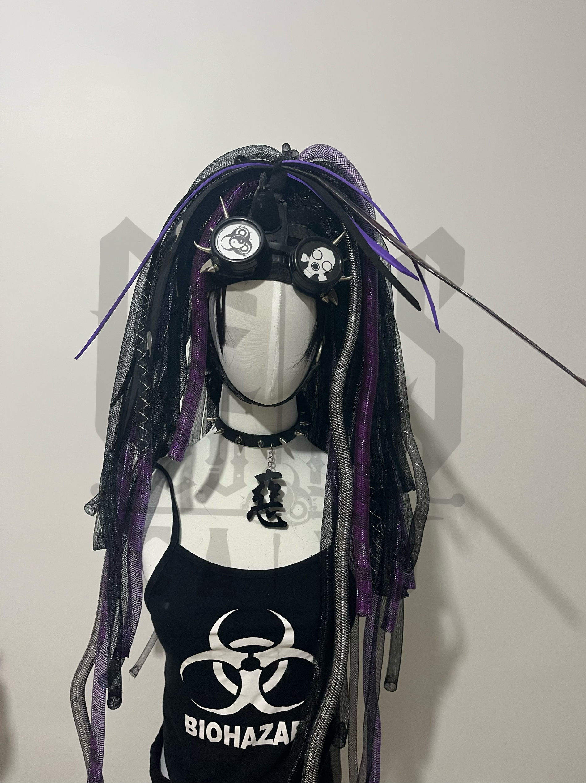 暗码牌-亚文化定制赛博死侍双马尾赛博哥特Cyberlox fall头饰