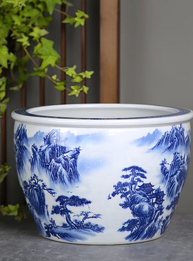 桌面前台聚宝盆养金鱼缸荷花缸碗莲小型水培绿萝盆陶瓷缸咸菜坛子