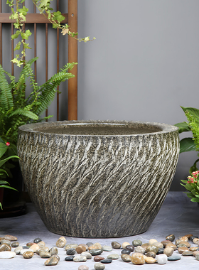 景德镇陶瓷大缸鱼缸古法造景假山盆睡莲盆荷花缸落地阳台庭院摆设