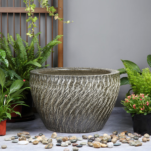 景德镇陶瓷大缸鱼缸古法造景假山盆睡莲盆荷花缸落地阳台庭院摆设