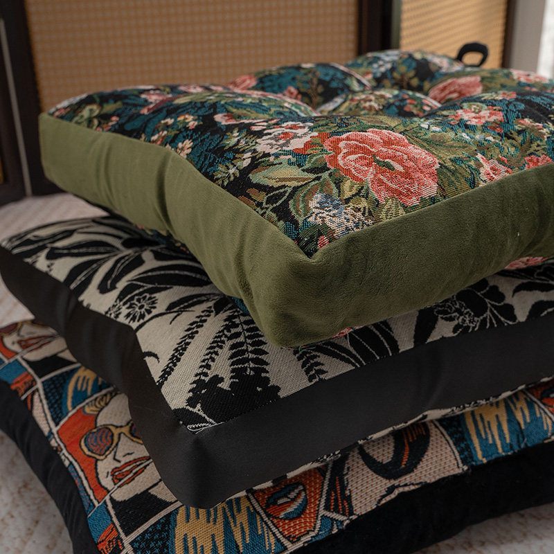 坐垫四季通用美式现代椅垫凳餐桌电脑椅子防滑布艺垫高方形小垫子