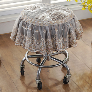 幕知冬季欧式提花蕾丝 布艺圆凳子套罩圆形凳子罩转椅圆坐垫圆垫