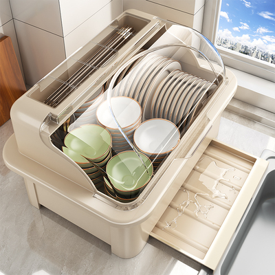 碗架收纳架带沥水大容量翻盖