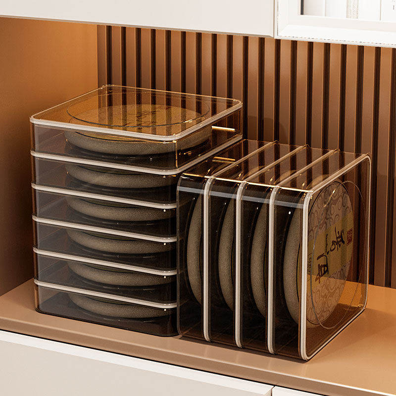 普洱茶茶饼收纳盒密封透明防潮储存罐茶叶罐中式家用茶饼盒展示架