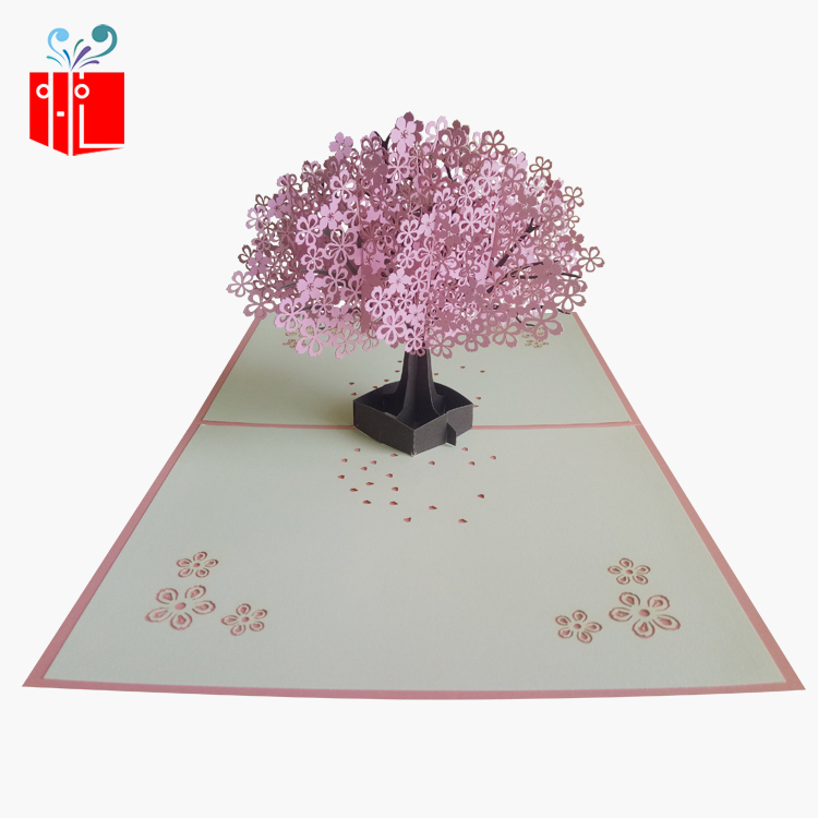 3d立体贺卡 七夕情人节 樱花树创意母亲卡片送女友diy