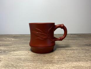 高级主人杯 宜兴紫砂壶配套竹节杯100毫升 原矿朱泥 特价包邮