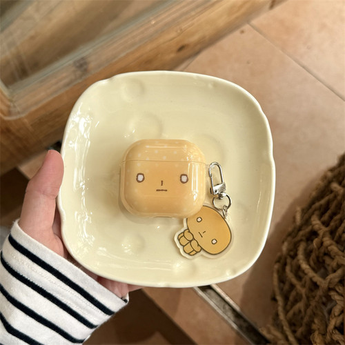 日韩趣味ins卡通可爱烤焦面包小表情适用Airpods3/4保护壳pro新三代苹果耳机套airPods1/2无线蓝牙第二代女款