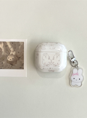 韩系ins小清新少女可爱刀叉天使兔子适用AirPods4保护套Pro3苹果耳机套airpods1/2代无线蓝牙耳机软壳带挂件