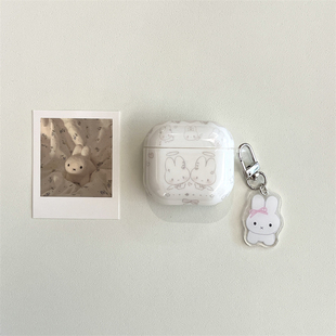 韩系ins小清新少女可爱刀叉天使兔子适用AirPods4保护套Pro3苹果耳机套airpods1/2代无线蓝牙耳机软壳带挂件