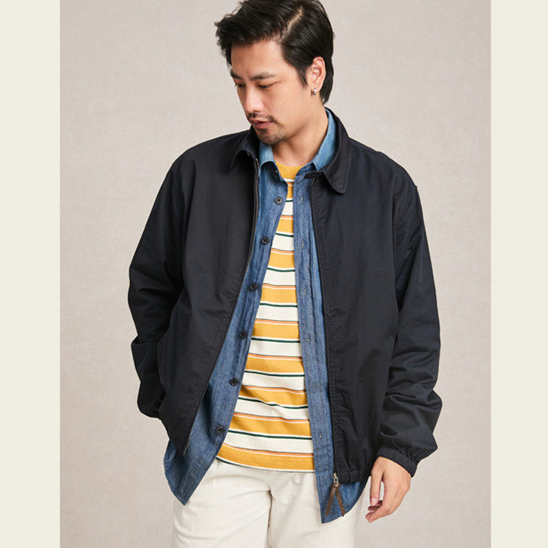 美式英伦春秋新款男士休闲复古翻领行政夹克男简约风百搭潮流外套