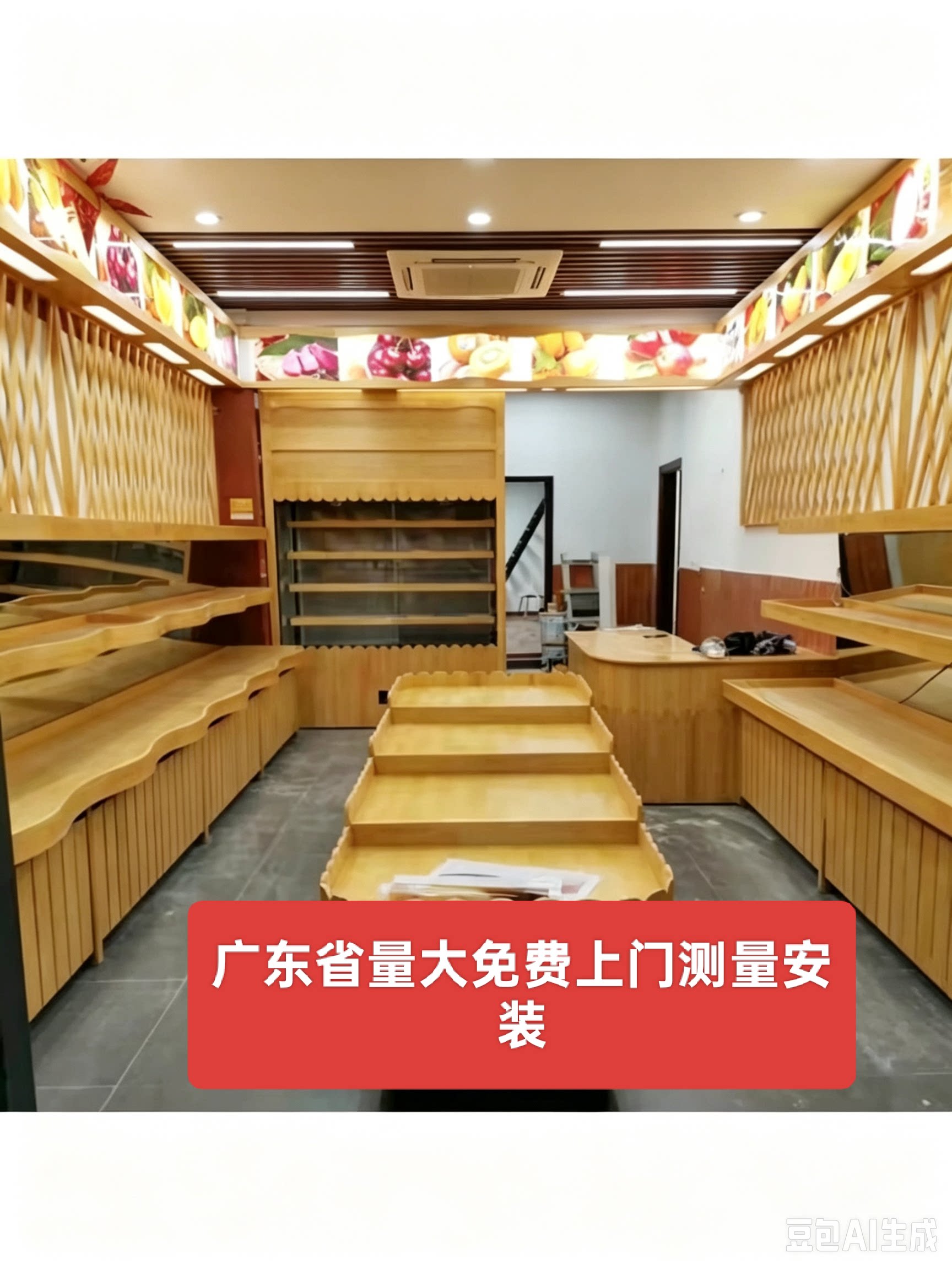 深圳东莞定制实木水果店超市梯形三层货架百果园梯形架中岛展示架