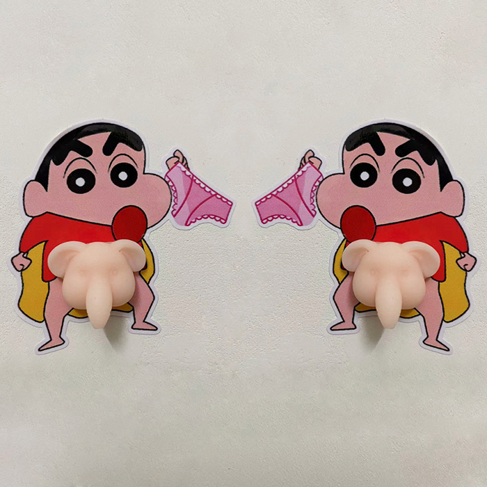浴室卫生间装饰贴恶搞趣味个性屁屁贴3D立体蜡笔小新鸡鸡卡通贴