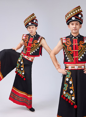 少数民族服装男士苗族瑶族侗族舞蹈服土家族彝族壮族演出服民族服