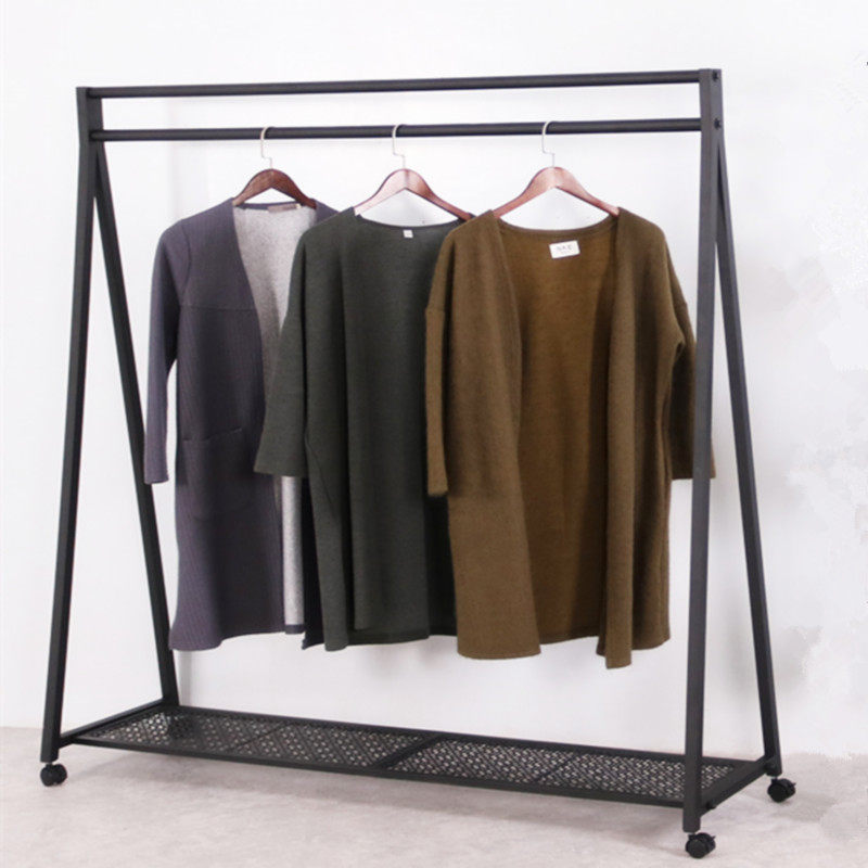 服装店专用货架展示架落地婚纱挂衣架男女装挂衣杆铁艺服装架带轮