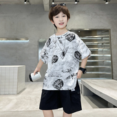 新款 帅气男童纯棉短袖 T恤潮流百搭中大童宽松半袖 夏装 时尚 上衣男